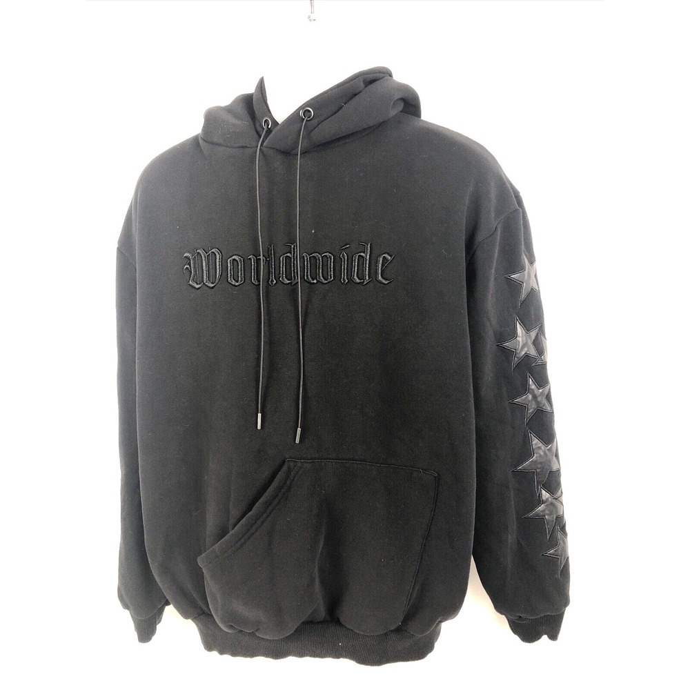 Boohoo Man Hoodie Men's Size XS Black Worldwide Stars Limited Edition Sweatshirt